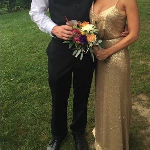 Bridesmaid gold glittery gown